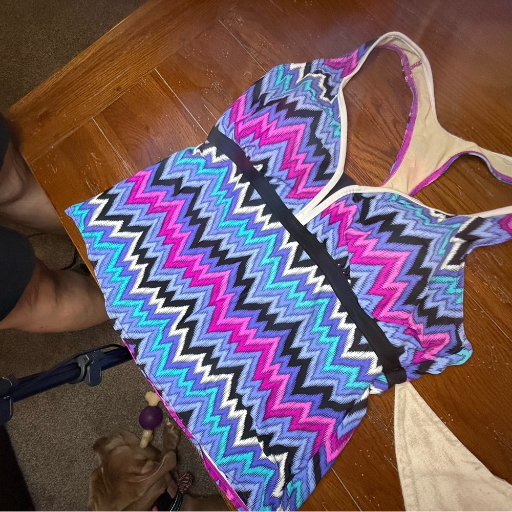 ZeroXposur Pink, Purple, Blue , & White Tankini Top - 18W